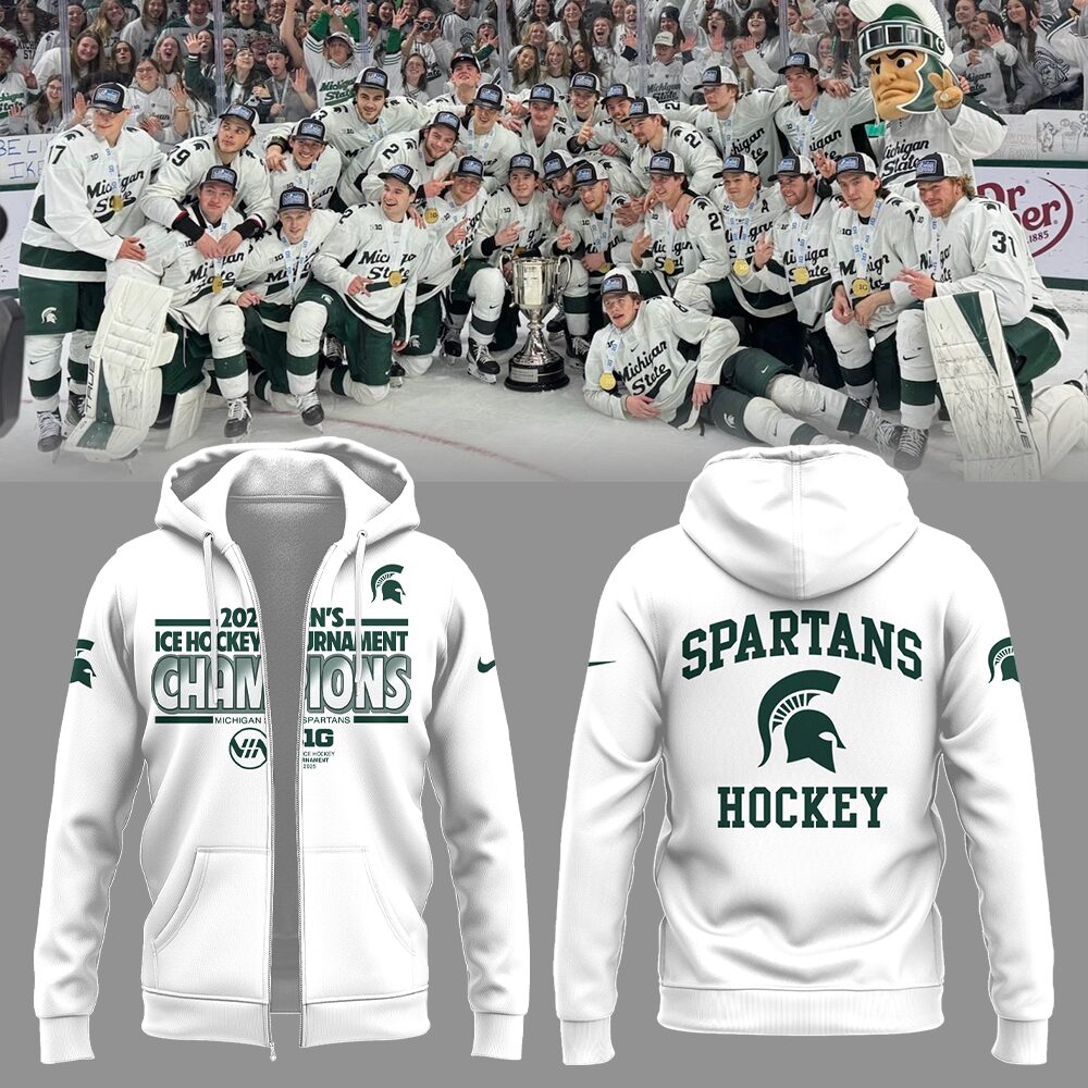 Spartans Men's Ice Hockey x BIG10 Championship Zip Hoodie Top Gifts For Hockey Players