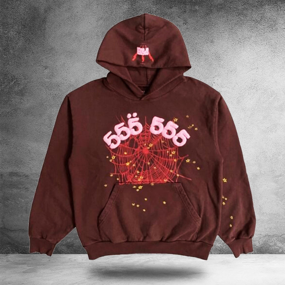 Spider Worldwide Brown And Pink Hoodie 555555 Hoodie