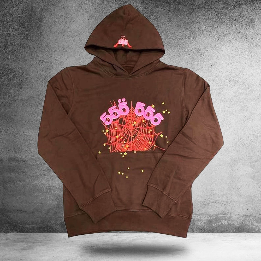 Spider Worldwide Brown Hoodie 555555 Hoodie