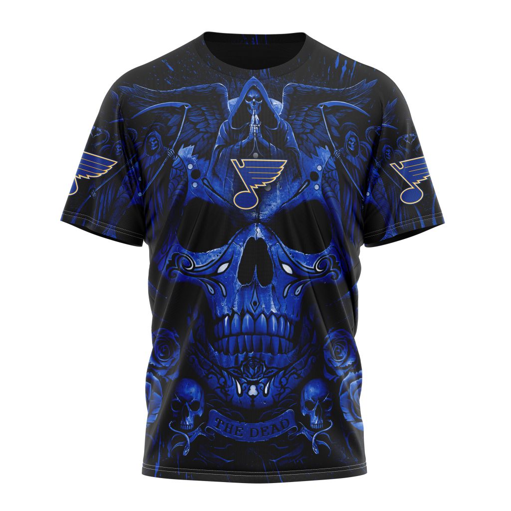 St Louis Blues Special Design With Skull Art Personalized Name And Number T-Shirt Oregontrailrvpk Shirt