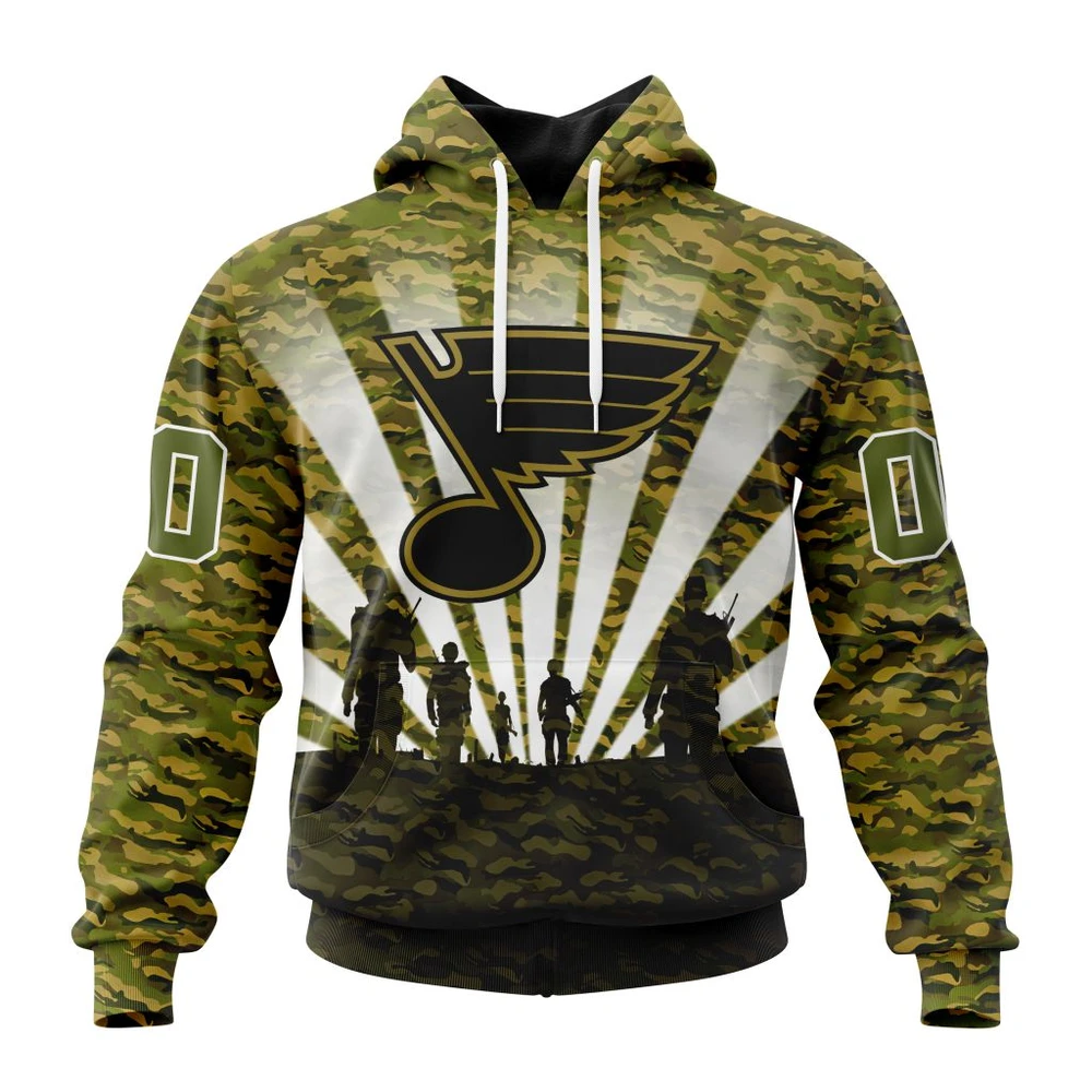 St Louis Blues Special Military Camo Kits For Veterans Day And Rememberance Day All Over Print Hoodie Style 74118
