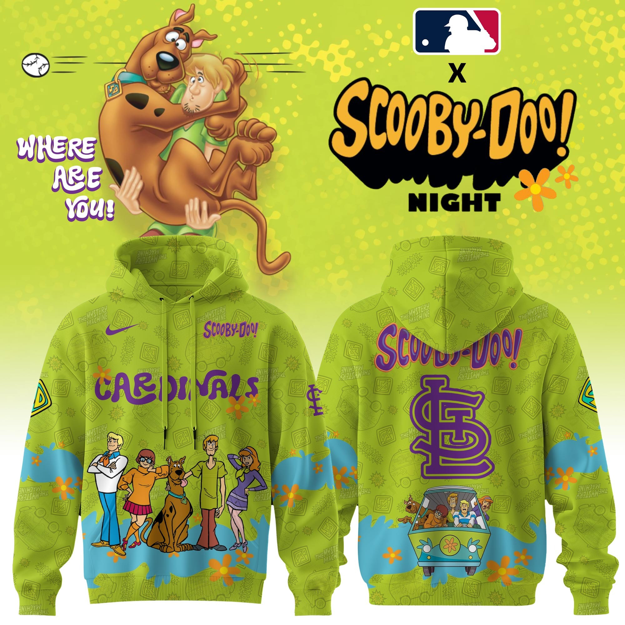 St Louis Cardinals MLB X Scooby Doo Hoodie Jersey Merch Fans