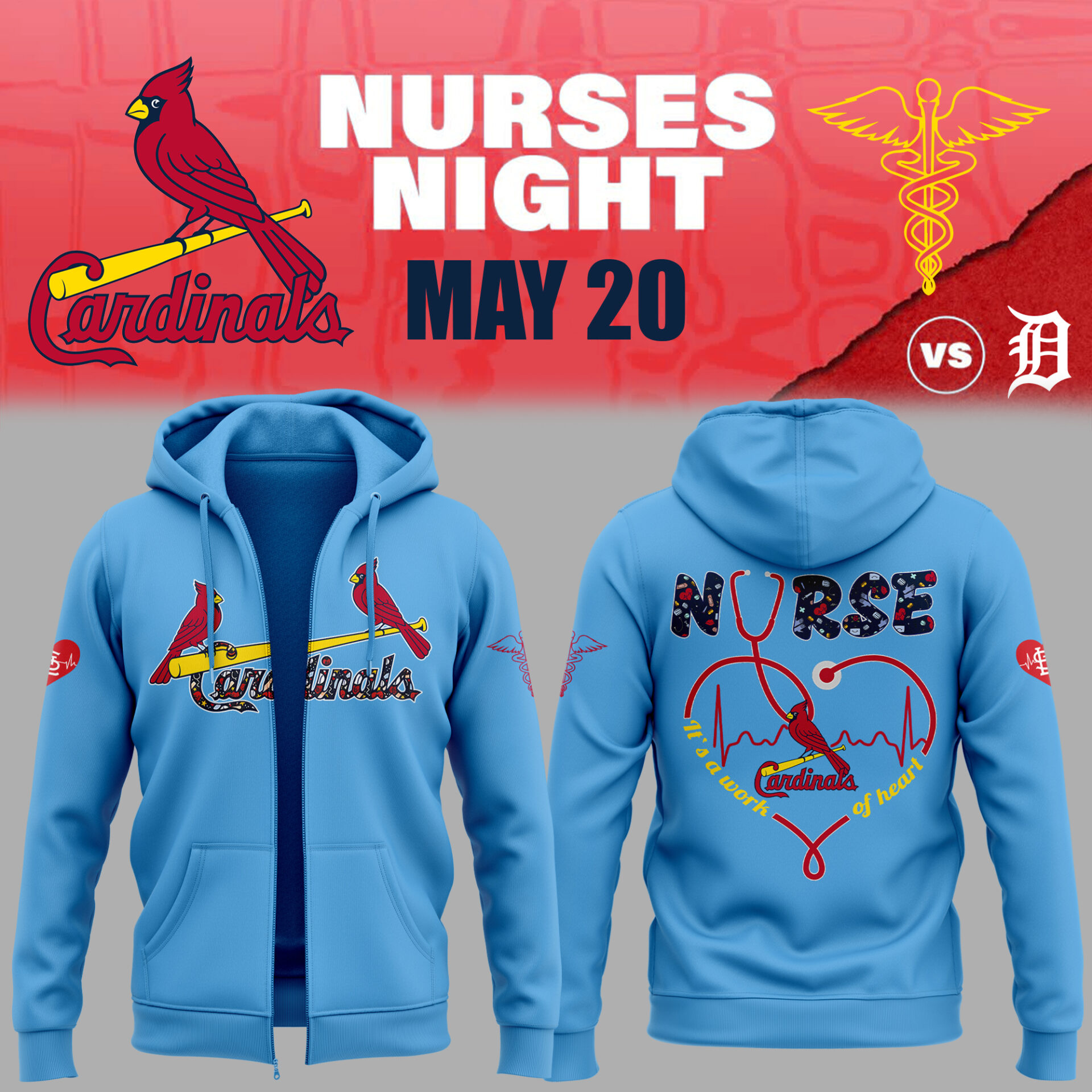 St. Louis Baseball Nurses Night Zip Hoodie Baseball Coach Gift Ideas