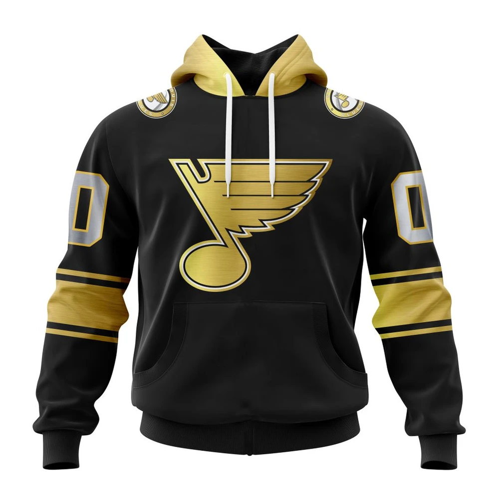 St. Louis Blues Special Black And Gold Design All Over Print Hoodie Style 15094