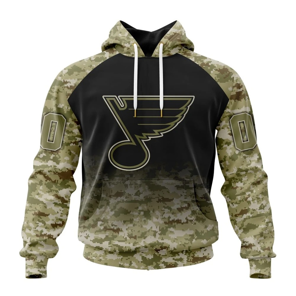 St. Louis Blues Special Camo Design For Veterans Day All Over Print Hoodie Style 32213