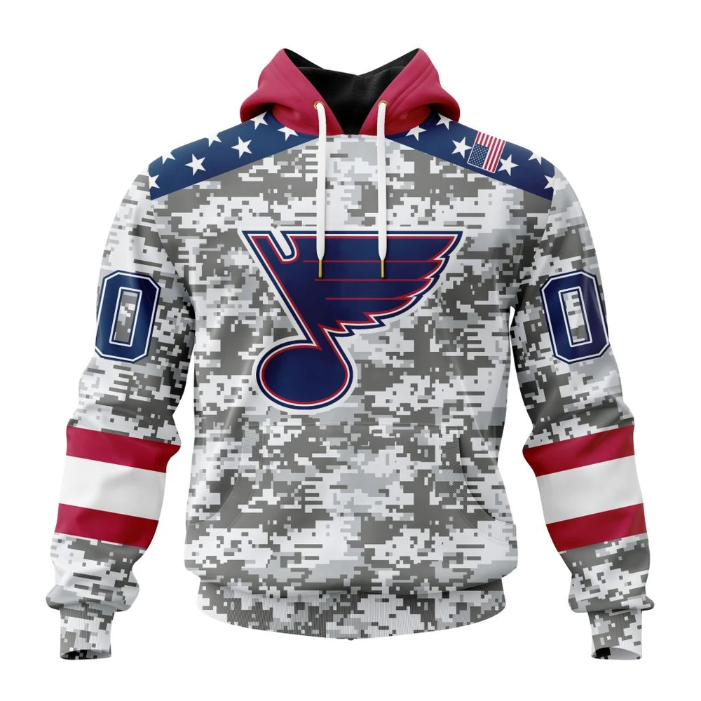 St. Louis Blues Special Camo Design For Veterans Day All Over Print Hoodie Style 37501