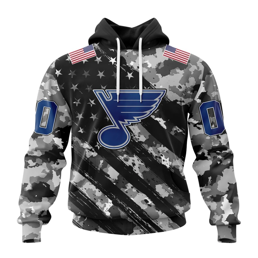 St. Louis Blues Special Camo Military Design All Over Print Hoodie Style 58427