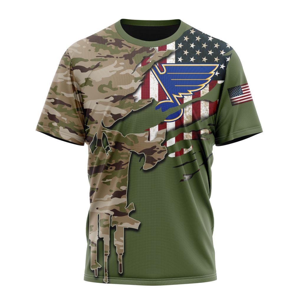 St. Louis Blues Special Camo Skull Design Personalized Name And Number T-Shirt Oregontrailrvpk Shirt