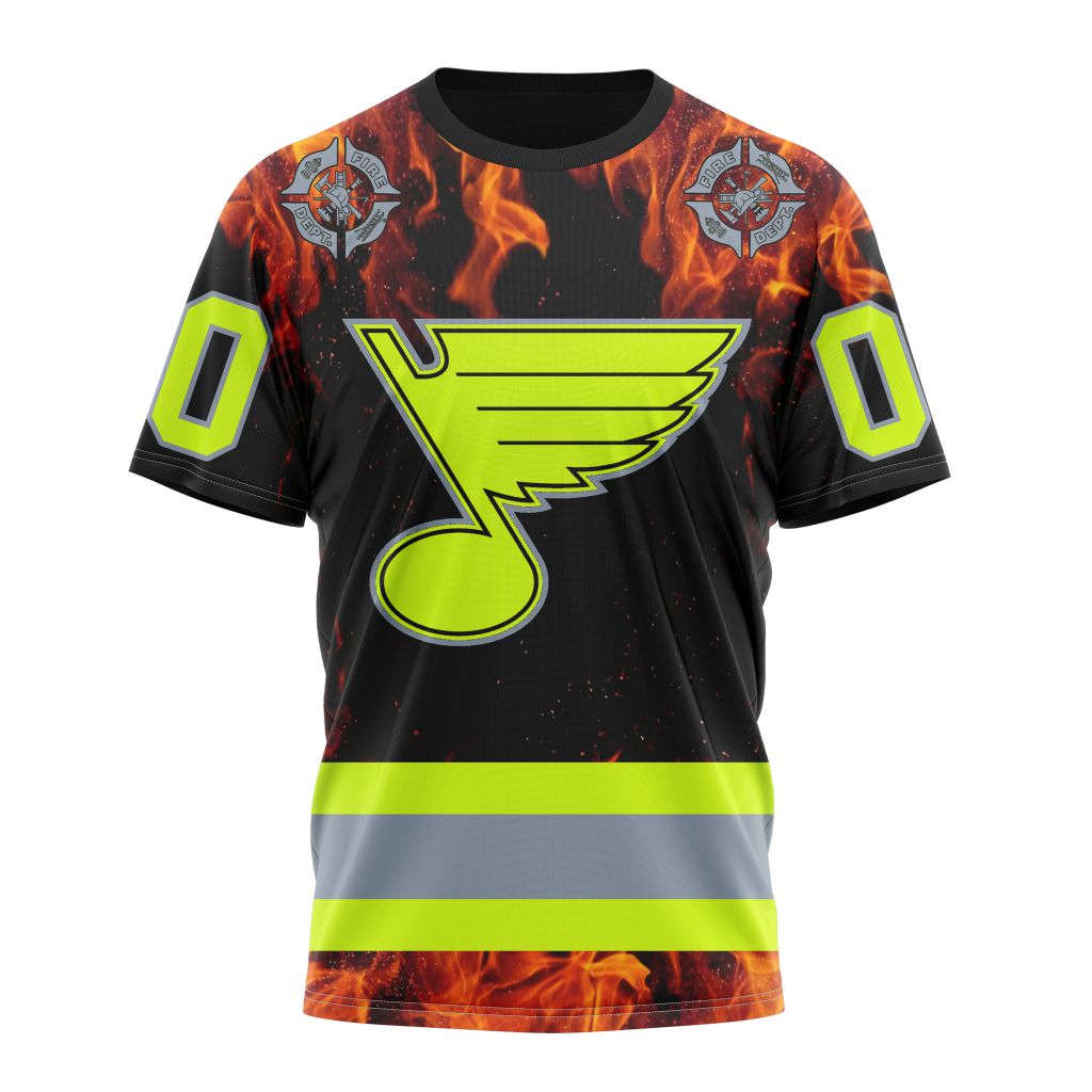 St. Louis Blues Special Design Honoring Firefighters 01 Personalized Name And Number T-Shirt Oregontrailrvpk Shirt