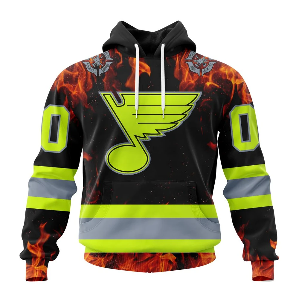 St. Louis Blues Special Design Honoring Firefighters All Over Print Hoodie Style 10059