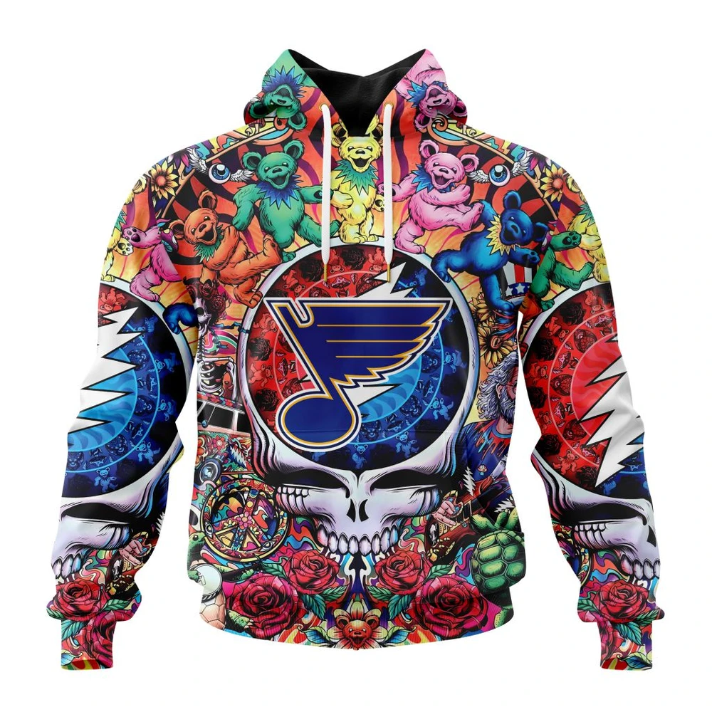 St. Louis Blues Special Grateful Dead Design All Over Print Hoodie Style 21138