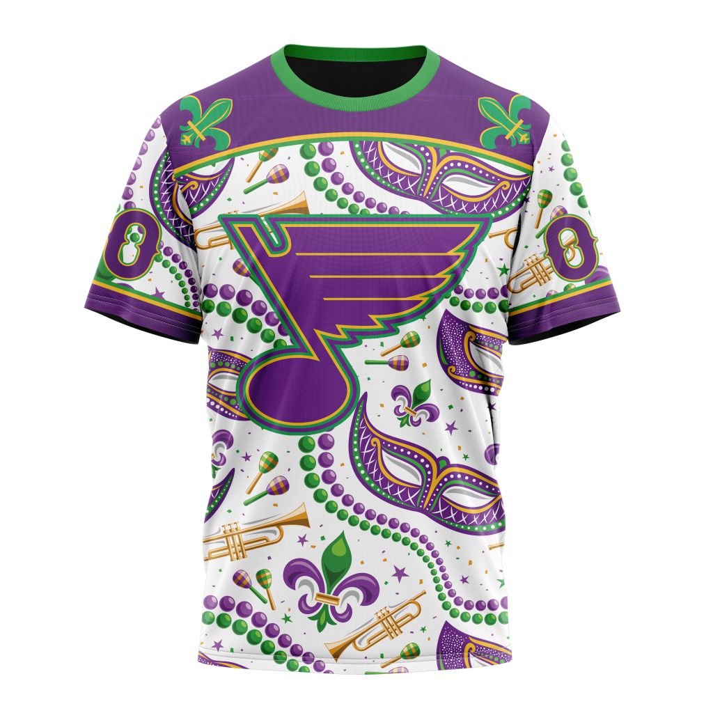 St. Louis Blues Special Mardi Gras Design 01 Personalized Name And Number T-Shirt Oregontrailrvpk Shirt