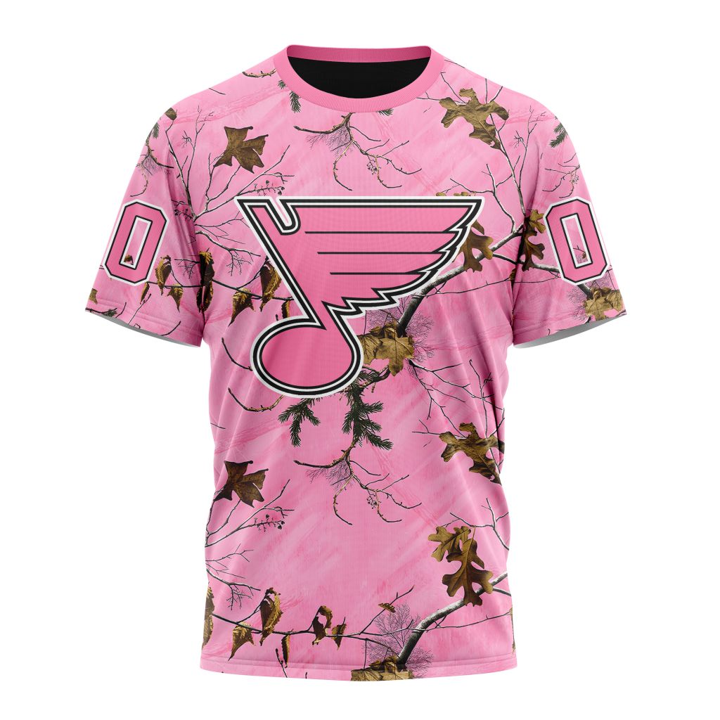 St. Louis Blues Special Realtree Pink Camouflage Design 01 Personalized Name And Number T-Shirt Oregontrailrvpk Shirt