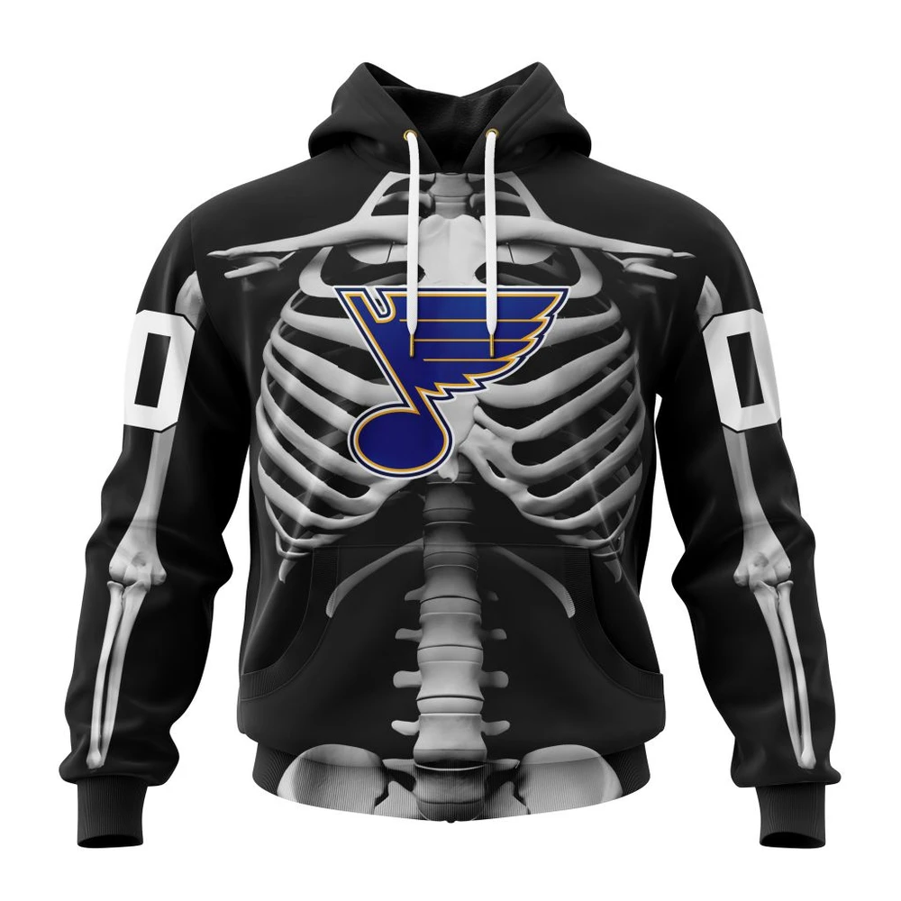 St. Louis Blues Special Skeleton Costume For Halloween All Over Print Hoodie Style 85104