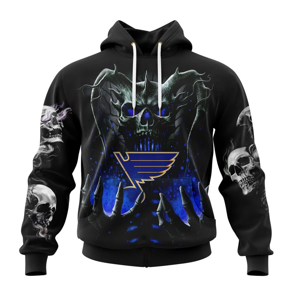 St. Louis Blues Special Skull Art Design All Over Print Hoodie Style 47614