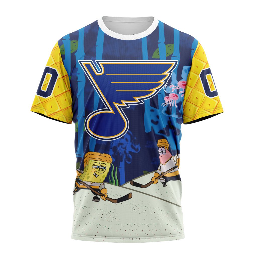 St. Louis Blues Special SpongeBob SquarePants Design 01 Personalized Name And Number T-Shirt Oregontrailrvpk Shirt