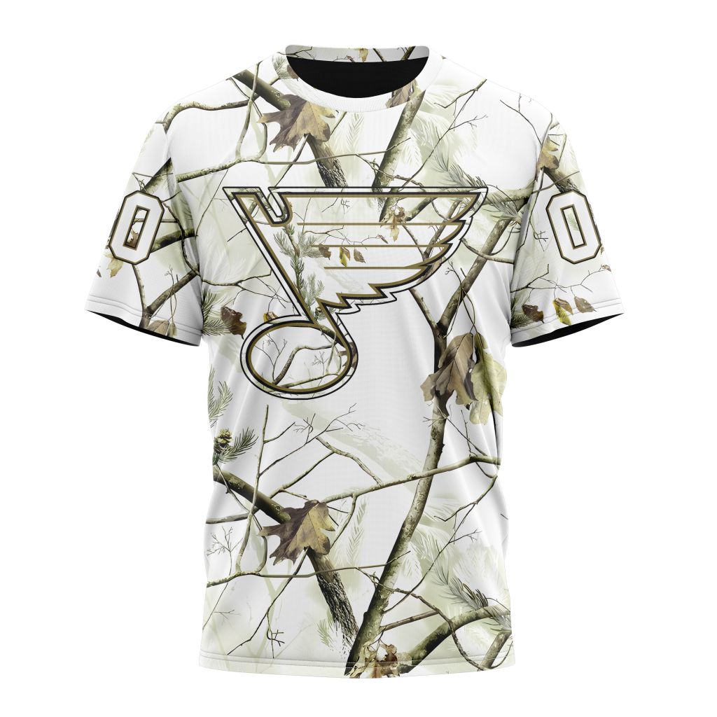 St. Louis Blues Special White Winter Hunting Camo Design Personalized Name And Number T-Shirt Oregontrailrvpk Shirt