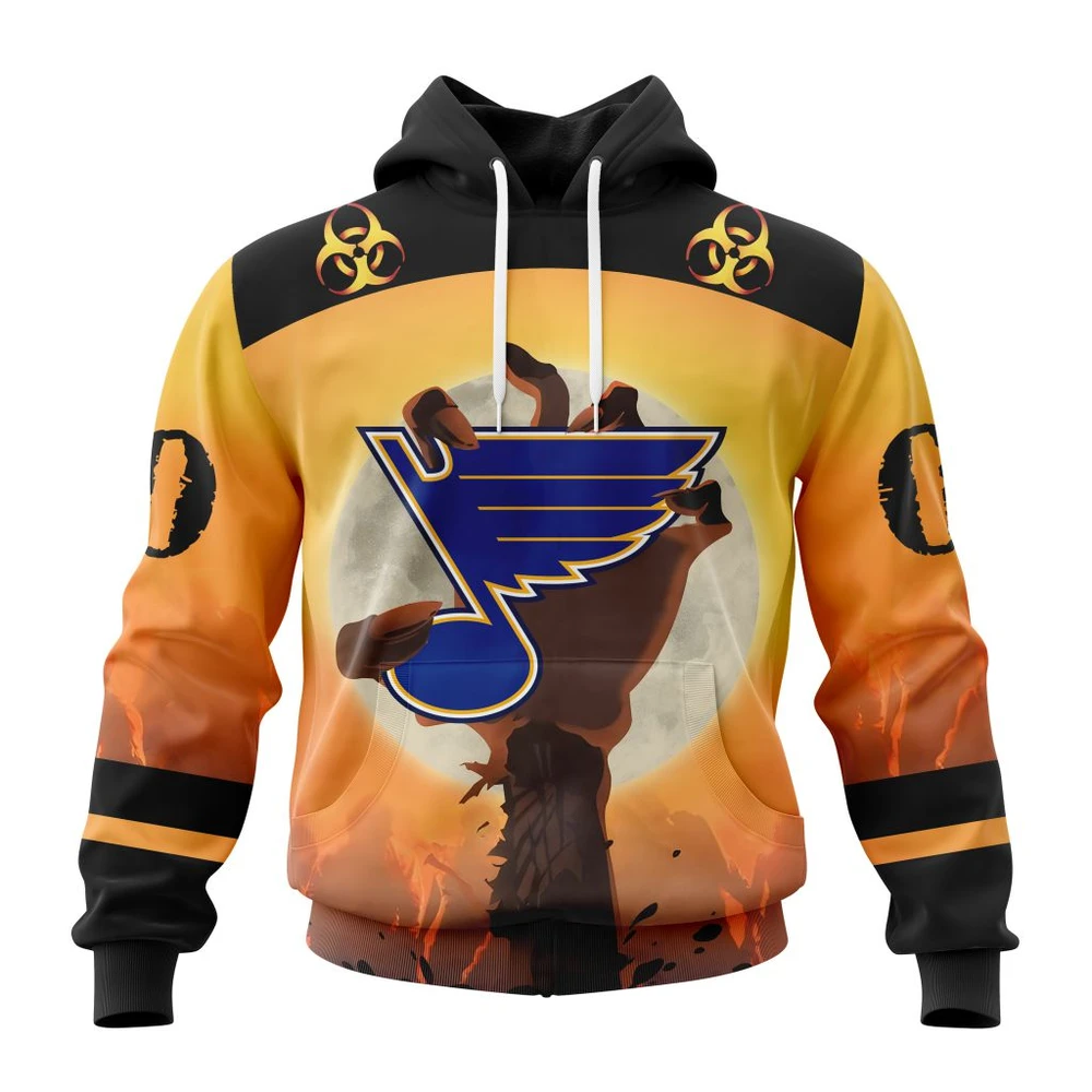 St. Louis Blues Special Zombie Design For Halloween All Over Print Hoodie Style 97400