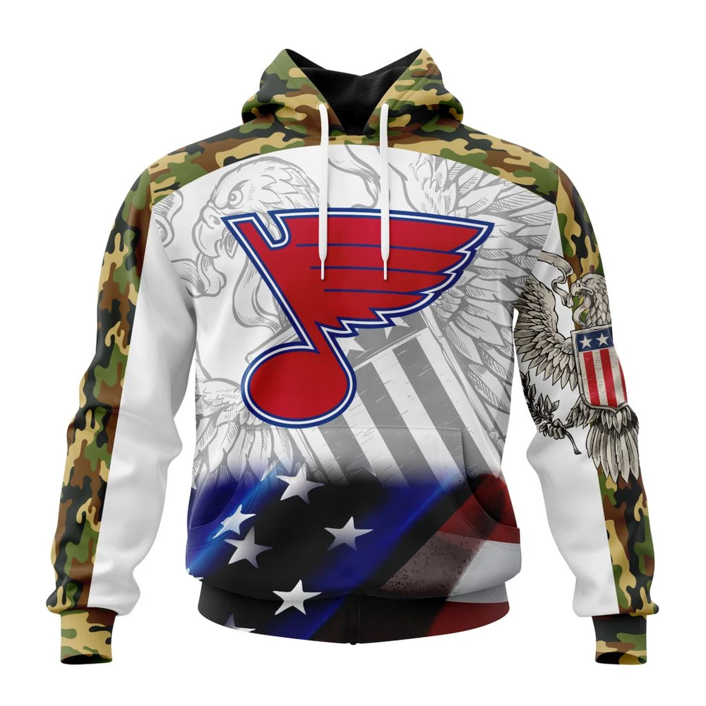 St. Louis Blues Specialized Design With Our America Flag And Our America Eagle All Over Print Hoodie Style 39114