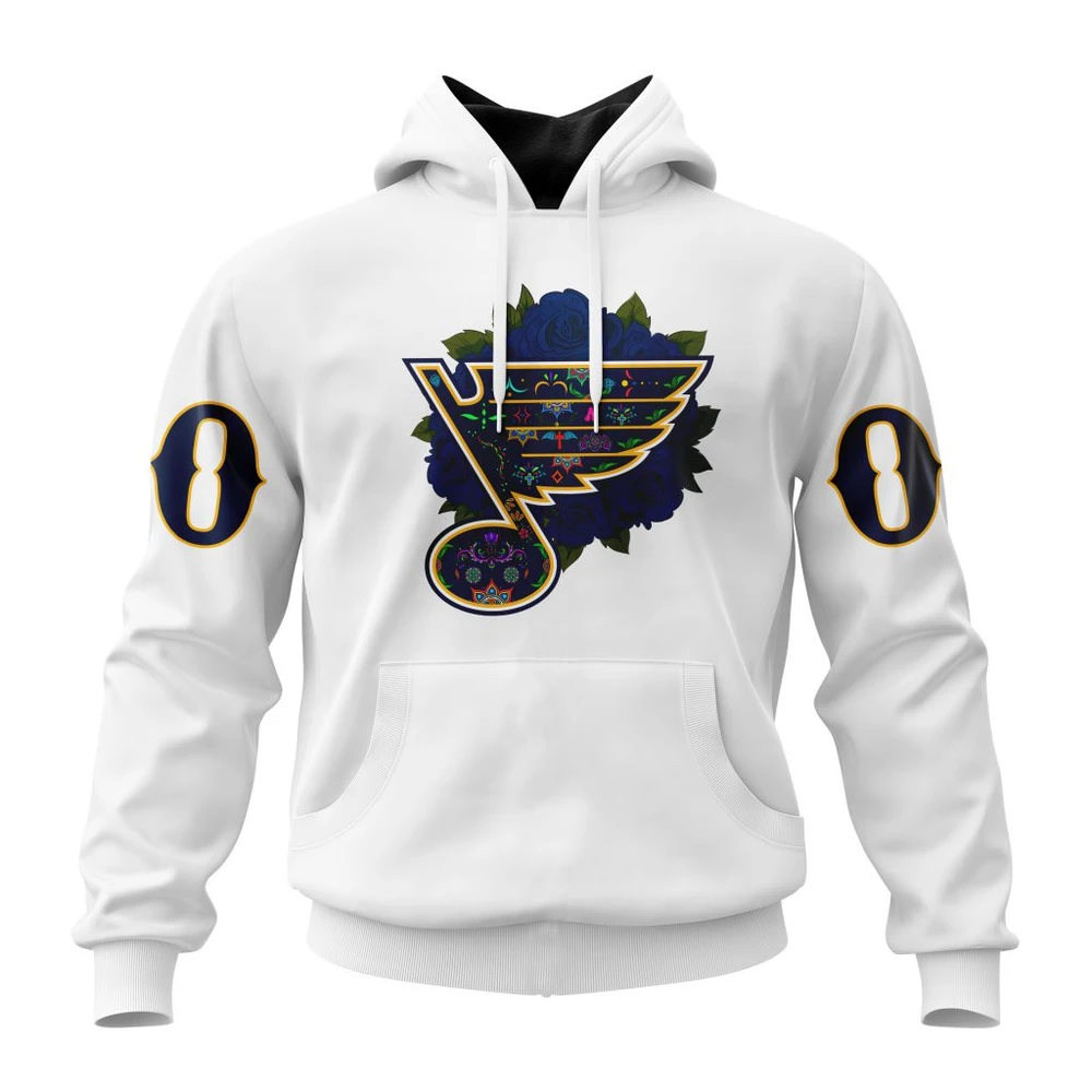 St. Louis Blues Specialized Unisex Kits Dia De Muertos All Over Print Hoodie Style 53827
