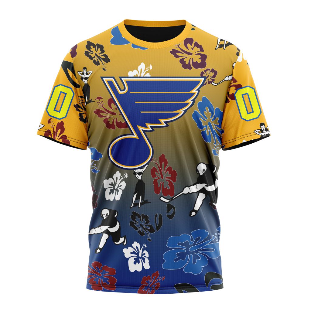St. Louis Blues X Hawaii Specialized Design For Hawaiia Personalized Name And Number T-Shirt Oregontrailrvpk Shirt