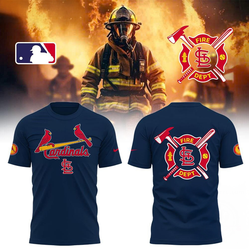 St. Louis Cardinals x Firefighter Appreciation Night 2025 Navy Shirt Gifts For Basketball Fan Oregontrailrvpk Shirt