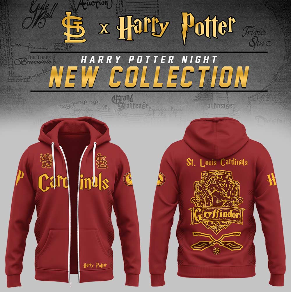 St. Louis Cardinals x Harry Potter Night Gryffindor House Zip Hoodie Gift Ideas For Baseball Players
