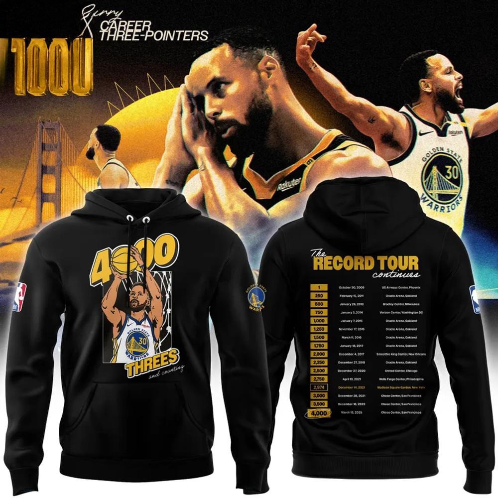 Stephen Curry Golden State Warriors 4000 Threes And Counting Hoodie Gifts For Basketball Fan