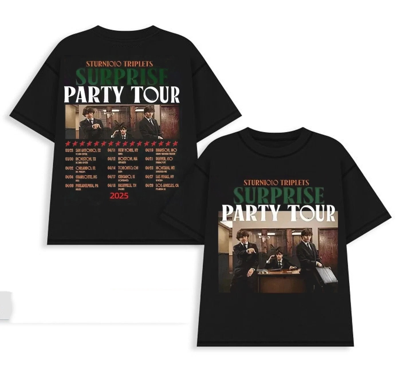 Sturniolo Triplets 2025 Surprise Party Tour T-Shirt Music Lovers Gifts Oregontrailrvpk Shirt