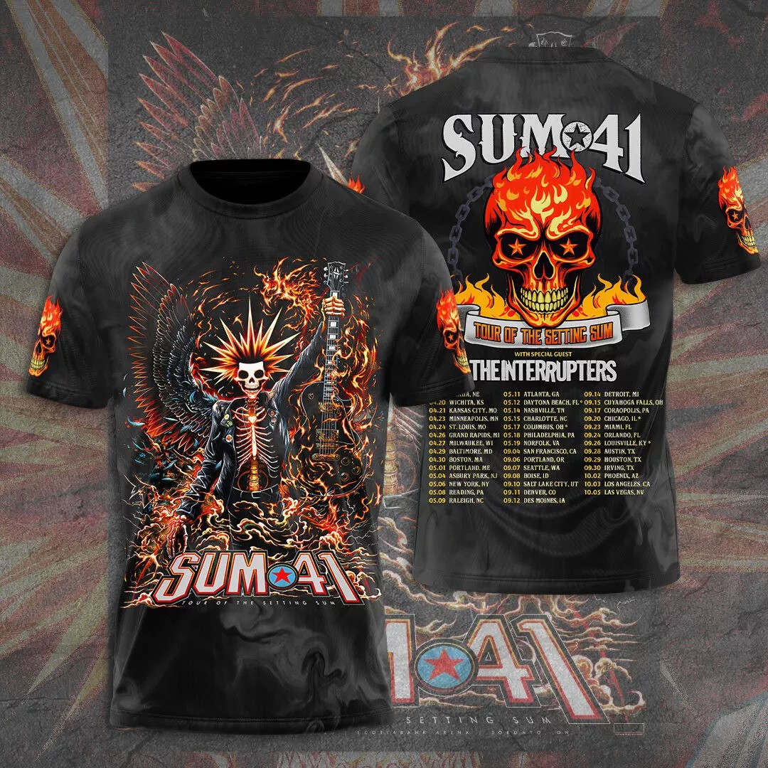 Sum 41 Tour Of The Setting Sum Final Tour 3D T-Shirt Oregontrailrvpk Shirt