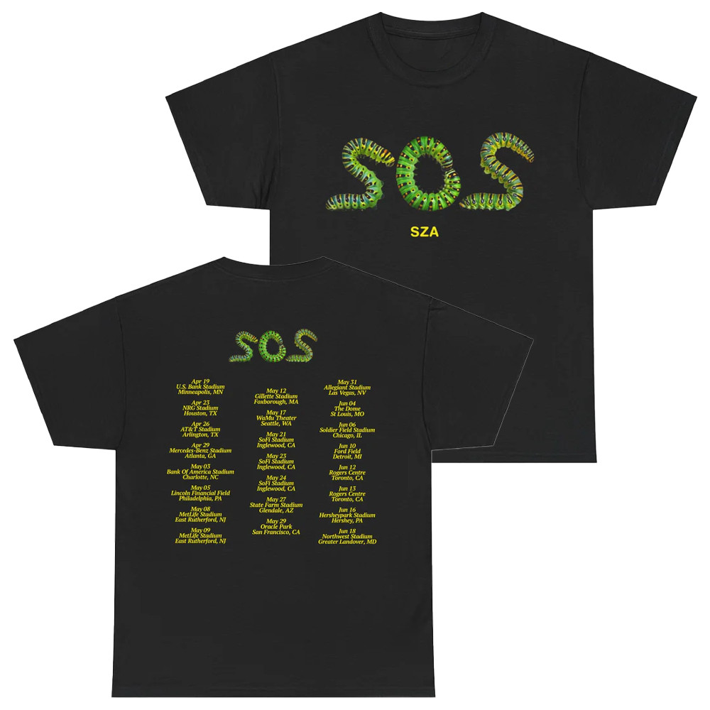 SZA Lana Merch Lana Sos Signature Black Tour Dates T-Shirt Oregontrailrvpk Shirt