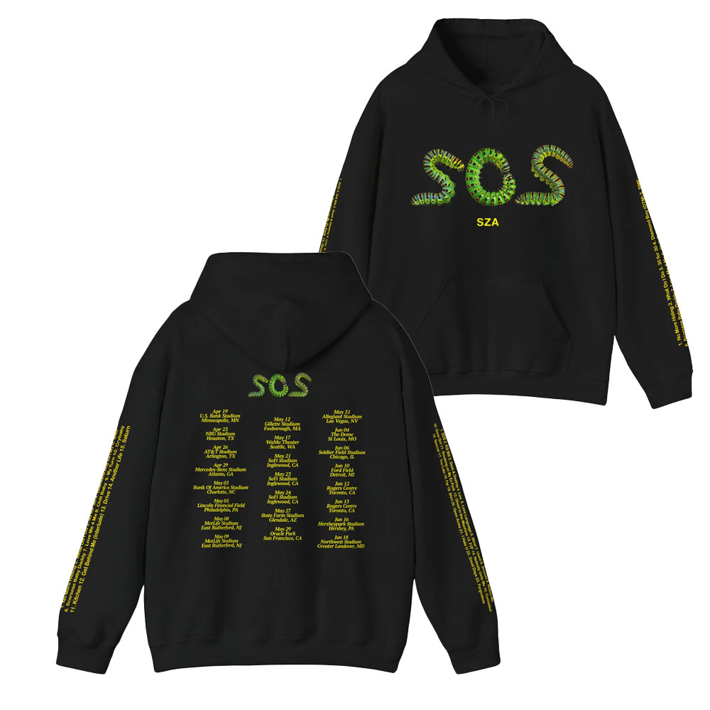 SZA Lana Merch SZA Lana Signature Black Arm Tour Dates Hoodie