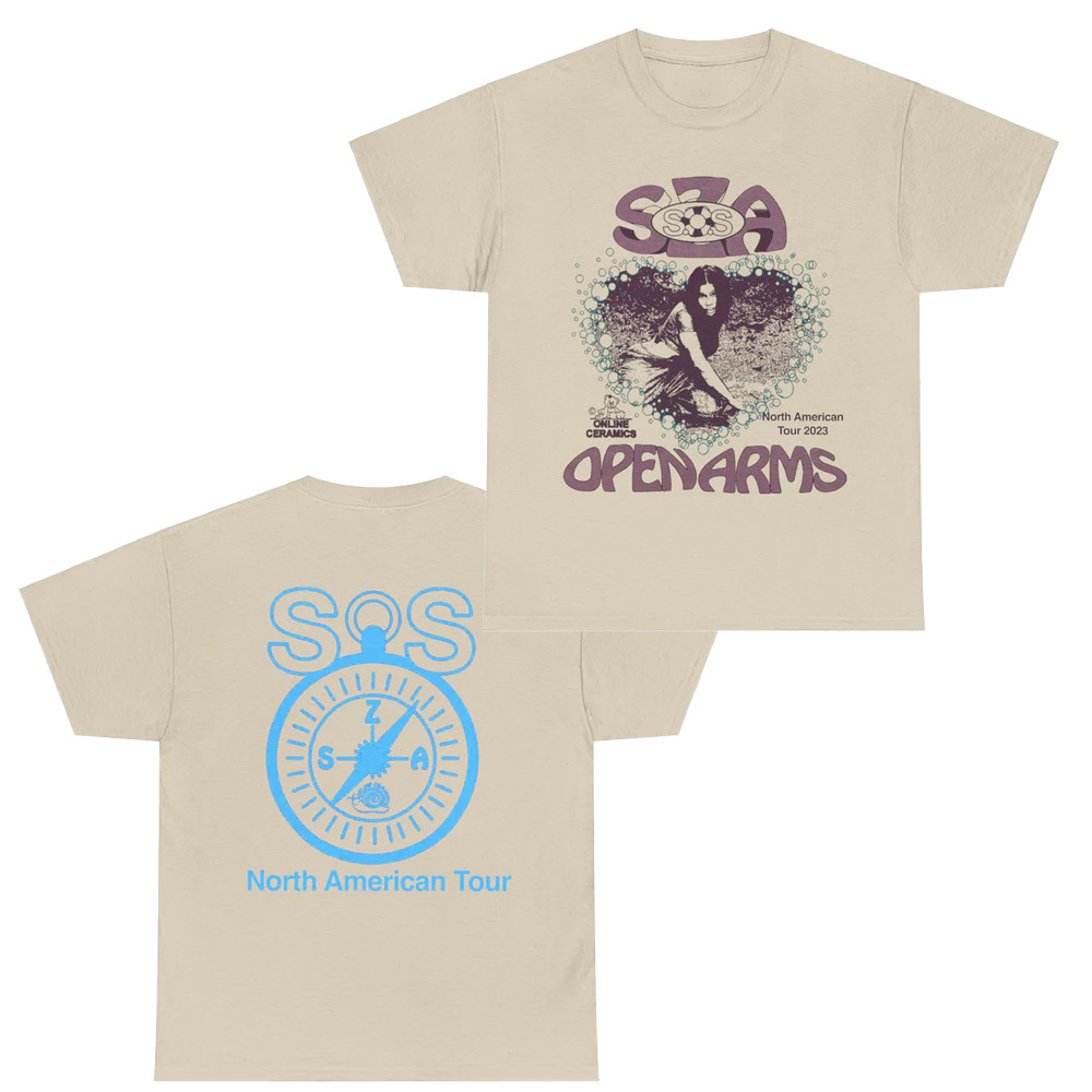 SZA Sos Merch SZA Open Arms Tour Sand T-Shirt For Music Enthusiasts Oregontrailrvpk Shirt