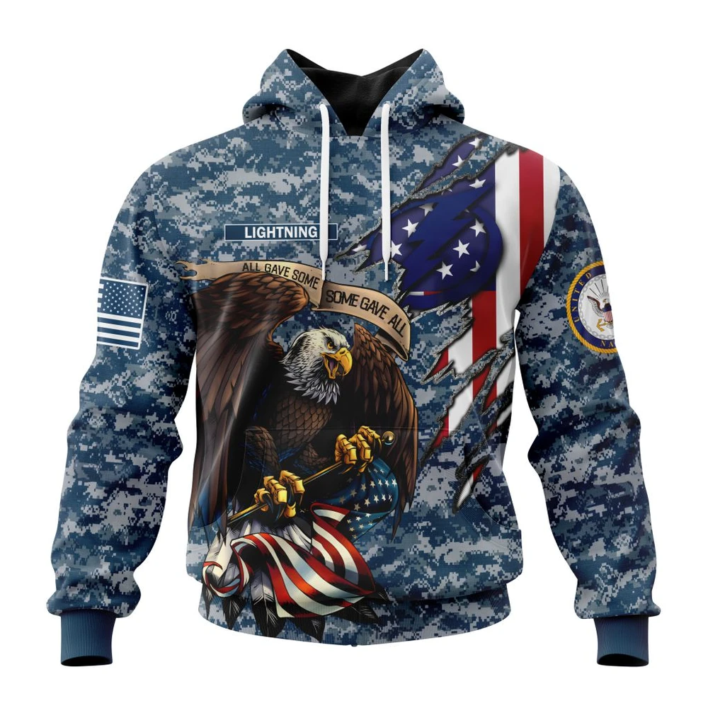 Tampa Bay Lightning Honor Us Navy Veterans All Over Print Hoodie Style 34676