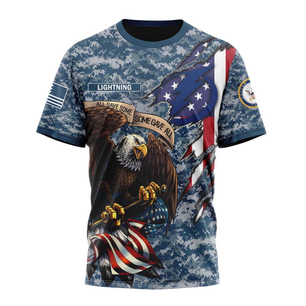 Tampa Bay Lightning Honor US Navy Veterans Personalized Name And Number T-Shirt Oregontrailrvpk Shirt
