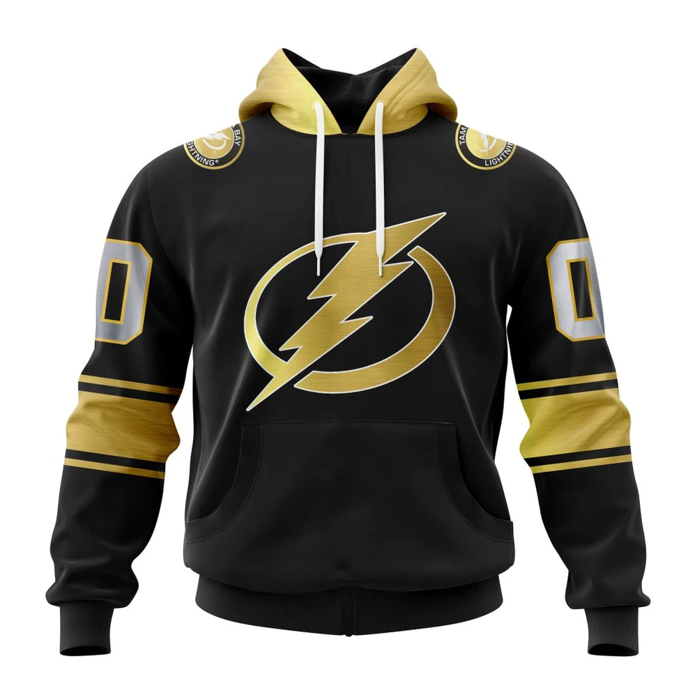Tampa Bay Lightning Special Black And Gold Design All Over Print Hoodie Style 87912