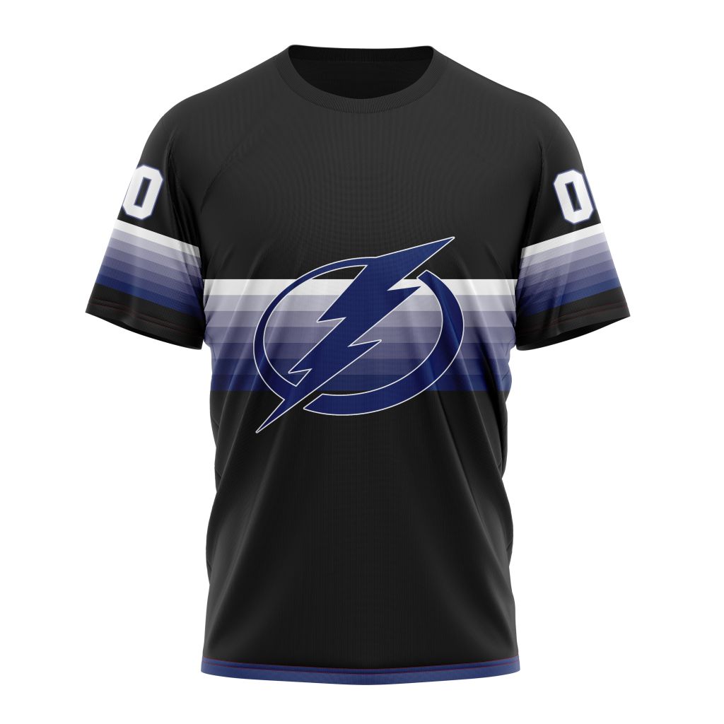 Tampa Bay Lightning Special Black And Gradient Design Personalized Name And Number T-Shirt Oregontrailrvpk Shirt