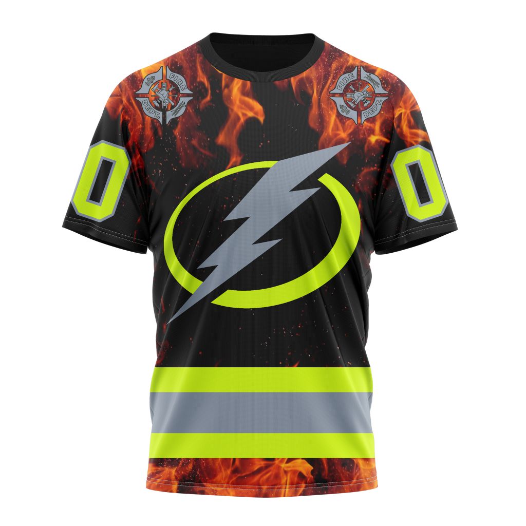 Tampa Bay Lightning Special Design Honoring Firefighters 01 Personalized Name And Number T-Shirt Oregontrailrvpk Shirt