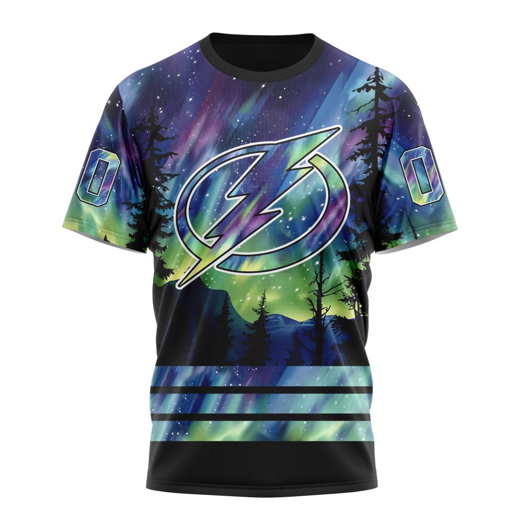 Tampa Bay Lightning Special Design With Northern Lights 01 Personalized Name And Number T-Shirt Oregontrailrvpk Shirt