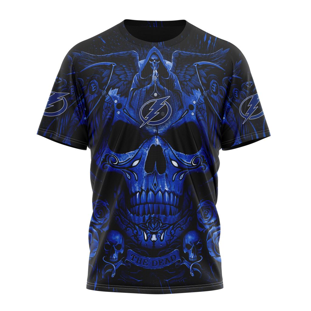 Tampa Bay Lightning Special Design With Skull Art Personalized Name And Number T-Shirt Oregontrailrvpk Shirt