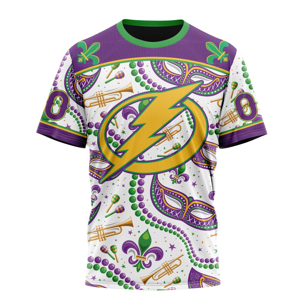 Tampa Bay Lightning Special Mardi Gras Design 01 Personalized Name And Number T-Shirt Oregontrailrvpk Shirt