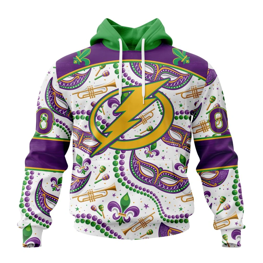 Tampa Bay Lightning Special Mardi Gras Design All Over Print Hoodie Style 59107