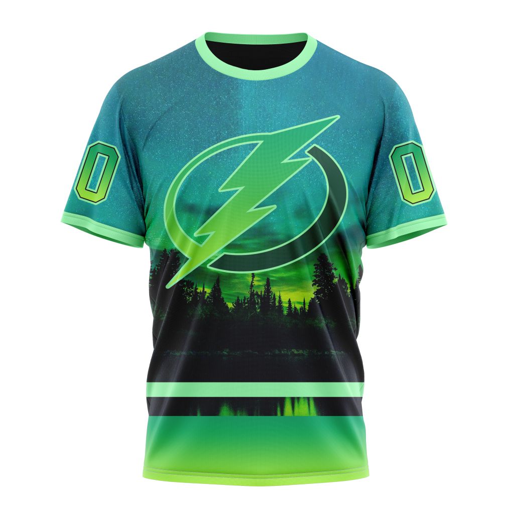 Tampa Bay Lightning Special Northern Light Design Personalized Name And Number T-Shirt Oregontrailrvpk Shirt