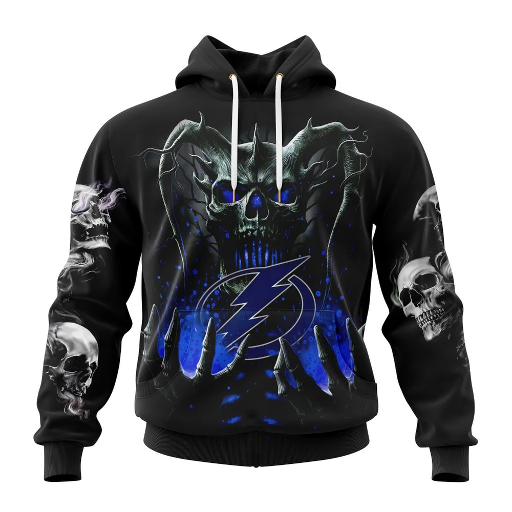 Tampa Bay Lightning Special Skull Art Design All Over Print Hoodie Style 76972