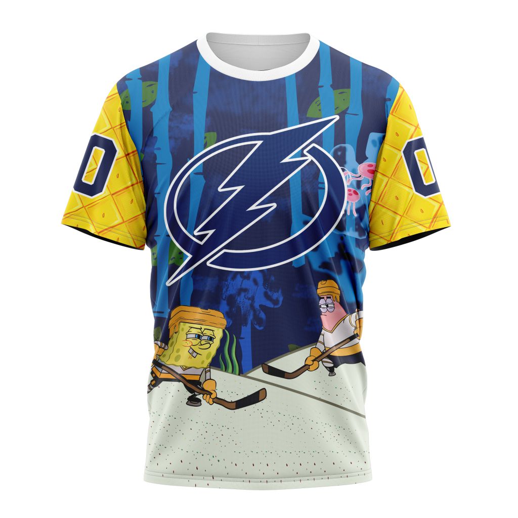 Tampa Bay Lightning Special SpongeBob SquarePants Design 01 Personalized Name And Number T-Shirt Oregontrailrvpk Shirt