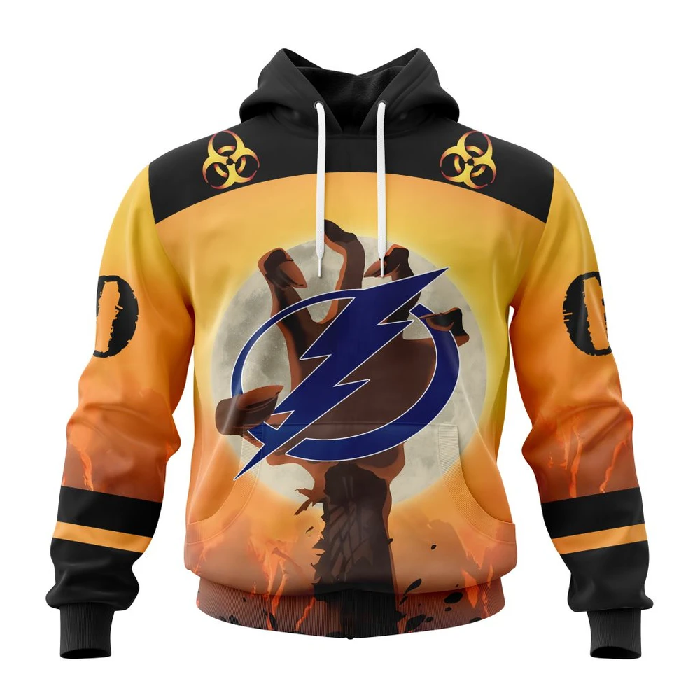 Tampa Bay Lightning Special Zombie Design For Halloween All Over Print Hoodie Style 60208