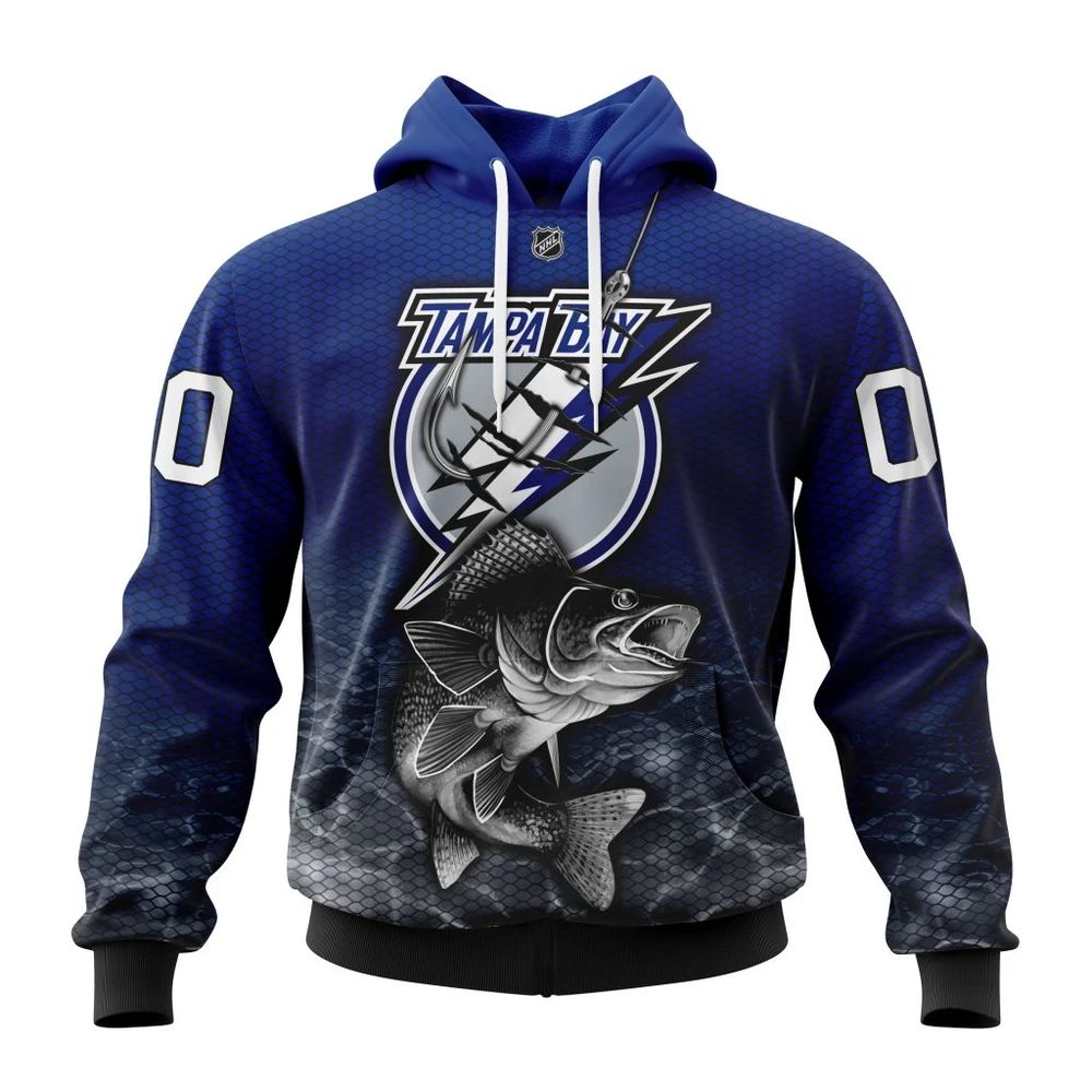 Tampa Bay Lightning Specialized Fishing All Over Print Hoodie Style 82467