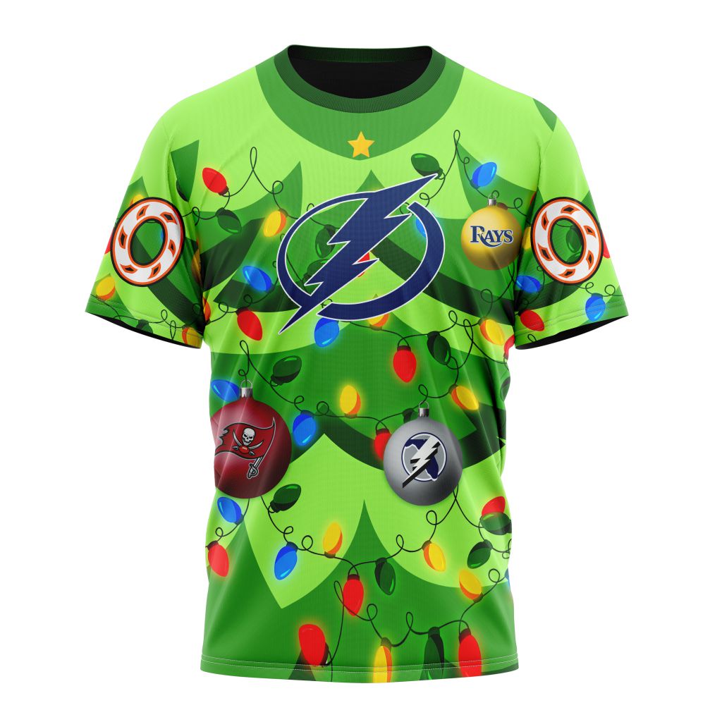 Tampa Bay Lightning Specialized Unisex Kits With Unisex Kits With Christmass Tree Color And City's Sport Teams Personalized Name And Number T-Shirt Oregontrailrvpk Shirt