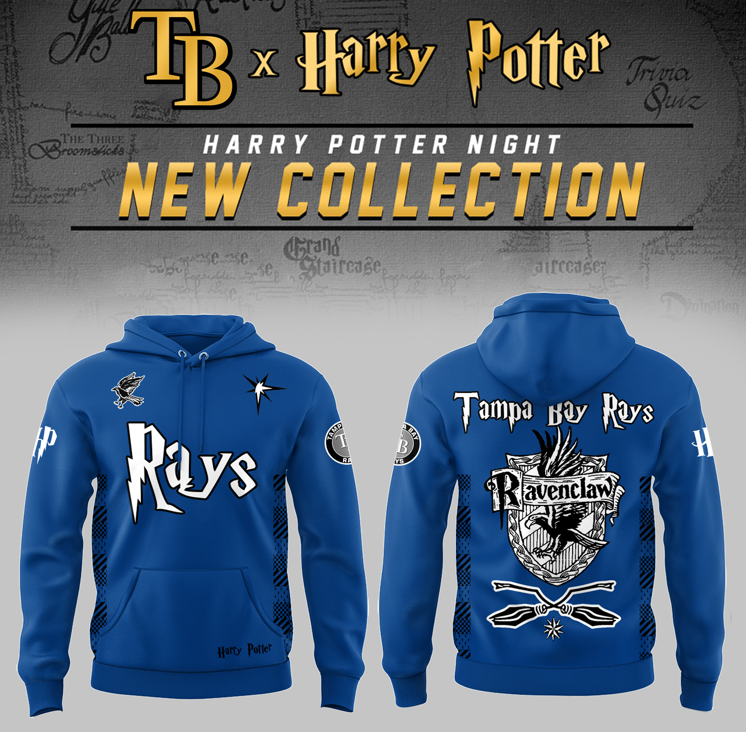 Tampa Bay Rays x Harry Potter Night Ravenclaw House Hoodie Baseball
