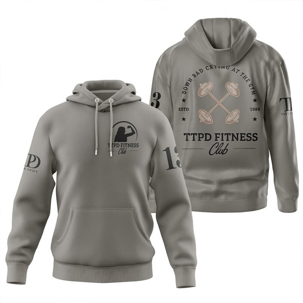 Taylor Swift Down Bad Crying At The Gym Hoodie TTPD Fitness Club Fan Hoodie Gifts For Swifties